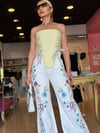 4977 ÇİÇEK DESENLİ NAKIŞ PANTALON