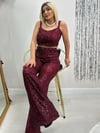 5518 Kemerli Payet Pantolon Bordo