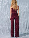 5518 Kemerli Payet Pantolon Bordo