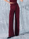 5518 Kemerli Payet Pantolon Bordo