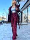 5518 Kemerli Payet Pantolon Bordo
