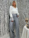 5518 Kemerli Payet Pantolon Gümüş