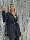 6544 Kuşaklı Payetli Ceket Siyah