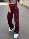 7217 Yuvarlak Taşlı Pantolon Bordo