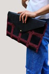 Çanta Örme Clutch Fuşya