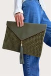 Clutch Çanta Örme Eğrelti Yeşili