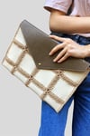Örme Clutch Çanta Kum Beji