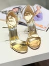 Glossy Gold Mat 13 cm Sandalet  