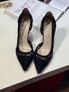 Leano Siyah Süet Dantel 10 cm Stiletto