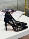 Leano Siyah Süet Dantel 10 cm Stiletto