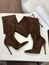 Mocha Leopar Süet 12 cm Çizme