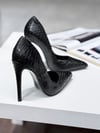 Zeon Kroko Siyah Mat Stiletto 12 cm