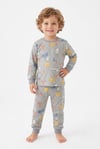 Erkek Bebek Sevimli Hayvan Desenli %100 Pamuk Reaktif Boyama Süprem Kumaş Uzun Kollu Pijama Takımı