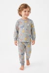 Erkek Bebek Sevimli Hayvan Desenli %100 Pamuk Reaktif Boyama Süprem Kumaş Uzun Kollu Pijama Takımı