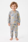 Erkek Bebek Sevimli Hayvan Desenli %100 Pamuk Reaktif Boyama Süprem Kumaş Uzun Kollu Pijama Takımı