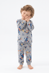 Erkek Bebek Uçak  Baskılı %100 Pamuk Süprem Kumaş Reaktif Boyama Uzun Kollu Pijama Takımı