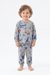 Erkek Bebek Uçak  Baskılı %100 Pamuk Süprem Kumaş Reaktif Boyama Uzun Kollu Pijama Takımı