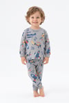 Erkek Bebek Uçak  Baskılı %100 Pamuk Süprem Kumaş Reaktif Boyama Uzun Kollu Pijama Takımı