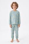 Erkek Çocuk Aslan Ve Timsah Baskılı %100 Pamuk İnterlok Kumaş Uzun Kollu Pijama Takımı