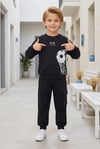 Erkek Çocuk Futbol Topu Baskılı %100 Pamuk İki İplik Fırçalı Kumaş Sweat Ve Kargo Cepli Takım