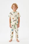 Erkek Çocuk Karakter Baskılı %100 Pamuk Süprem Kumaş Kısa Kollu Pijama Takımı