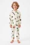 Erkek Çocuk Karakter Baskılı %100 Pamuk Süprem Kumaş Reaktif Boyama Uzun Kollu Pijama Takımı