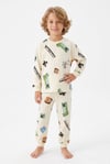 Erkek Çocuk Karakter Baskılı %100 Pamuk Süprem Kumaş Reaktif Boyama Uzun Kollu Pijama Takımı