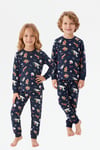 Erkek Çocuk Kurabiye ve Noel Baba Desenli  %100 Pamuk Reaktif Boyama Süprem Kumaş Uzun Kollu Pijama Takımı