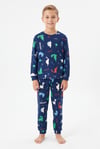 Garson Erkek Çocuk Dinozor Desenli %100 Pamuk Reaktif Boyalı İnterlok Kumaş Uzun Kollu Pijama Takımı