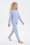 Garson Kız Çocuk Baskılı %100 Pamuk Süprem Kumaş Reaktif Boyama Uzun Kollu Pijama Takımı