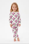 Kız Bebek Baskılı  %100 Pamuk Süprem Kumaş Reaktif Boyama Uzun Kollu Pijama Takımı