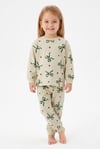 Kız Bebek Baskılı  %100 Pamuk Süprem Kumaş Reaktif Boyama Uzun Kollu Pijama Takımı