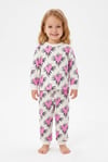 Kız Bebek Baskılı  %100 Pamuk Süprem Kumaş Reaktif Boyama Uzun Kollu Pijama Takımı