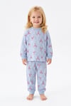 Kız Bebek Baskılı  %100 Pamuk Süprem Kumaş Reaktif Boyama Uzun Kollu Pijama Takımı