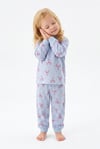 Kız Bebek Baskılı  %100 Pamuk Süprem Kumaş Reaktif Boyama Uzun Kollu Pijama Takımı