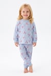 Kız Bebek Baskılı  %100 Pamuk Süprem Kumaş Reaktif Boyama Uzun Kollu Pijama Takımı