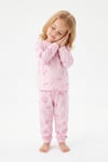 Kız Bebek Baskılı  %100 Pamuk Süprem Kumaş Reaktif Boyama Uzun Kollu Pijama Takımı