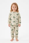 Kız Bebek Baskılı  %100 Pamuk Süprem Kumaş Reaktif Boyama Uzun Kollu Pijama Takımı