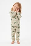 Kız Bebek Baskılı  %100 Pamuk Süprem Kumaş Reaktif Boyama Uzun Kollu Pijama Takımı