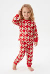 Kız Bebek Baskılı  %100 Pamuk Süprem Kumaş Reaktif Boyama Uzun Kollu Pijama Takımı