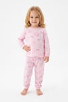 Kız Bebek Baskılı  %100 Pamuk Süprem Kumaş Reaktif Boyama Uzun Kollu Pijama Takımı