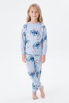 Kız Çocuk %100 Pamuk Reaktif Boyalı Süprem Kumaş Uzun Kollu Pijama Takımı