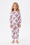 Kız Çocuk Baskılı  %100 Pamuk Süprem Kumaş Reaktif Boyama Uzun Kollu Pijama Takımı