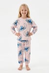 Kız Çocuk Baskılı %100 Pamuk Reaktif Boyalı Süprem Kumaş Uzun Kollu Pijama Takımı