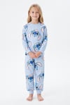 Kız Çocuk Baskılı %100 Pamuk Reaktif Boyalı Süprem Kumaş Uzun Kollu Pijama Takımı
