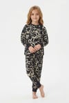 Kız Çocuk Büyük Çiçek Desenli %100 Pamuk Reaktif Boyalı Süprem Kumaş Uzun Kollu Pijama Takımı
