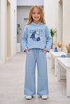 Kız Çocuk Choose Happy Baskılı %100 Pamuk İki İplik Kapşonlu Bol Paça Pantolonlu Takım