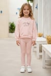 Kız Çocuk Lovin Life Soft Baskılı %100 Pamuk İki İplik Sweatshirt Ve Fitilli Tayt Takım