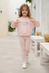 Kız Çocuk Lovin Life Soft Baskılı %100 Pamuk İki İplik Sweatshirt Ve Fitilli Tayt Takım
