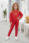 Kız Çocuk Lovin Life Soft Baskılı %100 Pamuk İki İplik Sweatshirt Ve Fitilli Tayt Takım